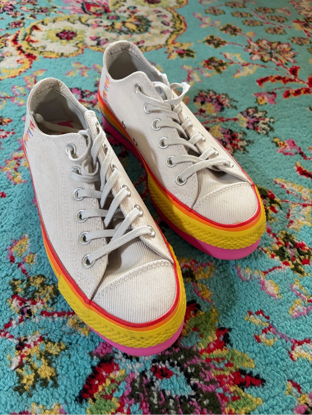 Converse All Star rainbow platform sneakers